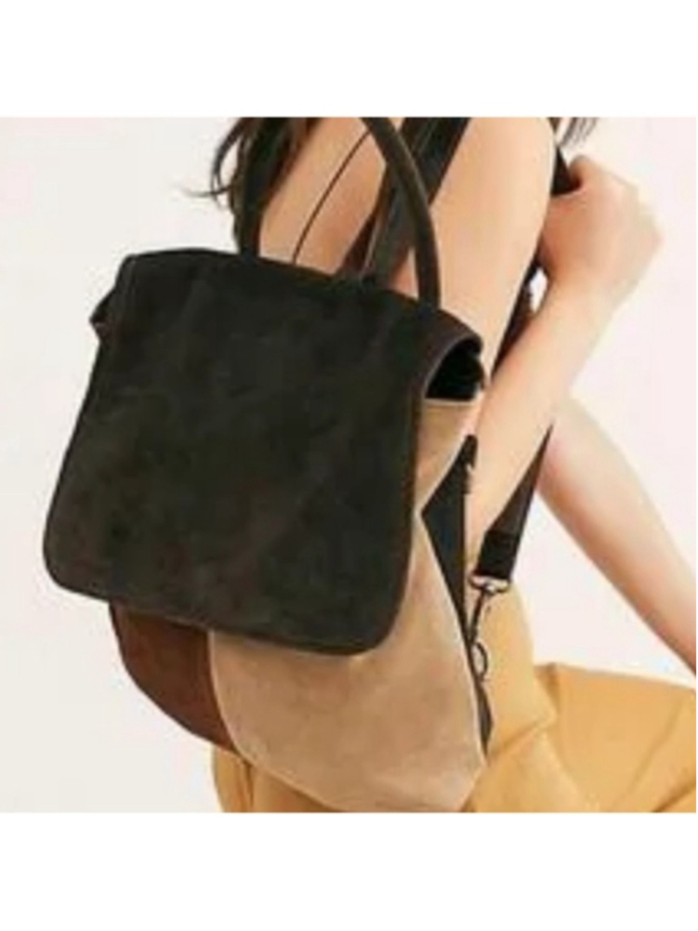 WE THE FREE FREE PEOPLE PARIS CONVERTIBLE LEATHER BACKPACK — SUEDE COLORBLOCK